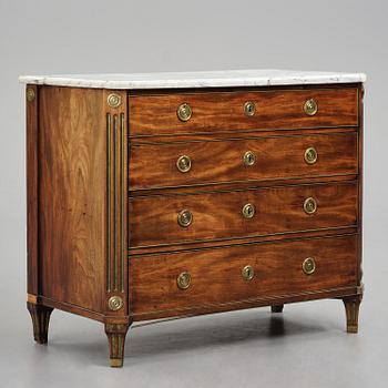 A late Gustavian mahogany commode, Stockholm, late 18th century.