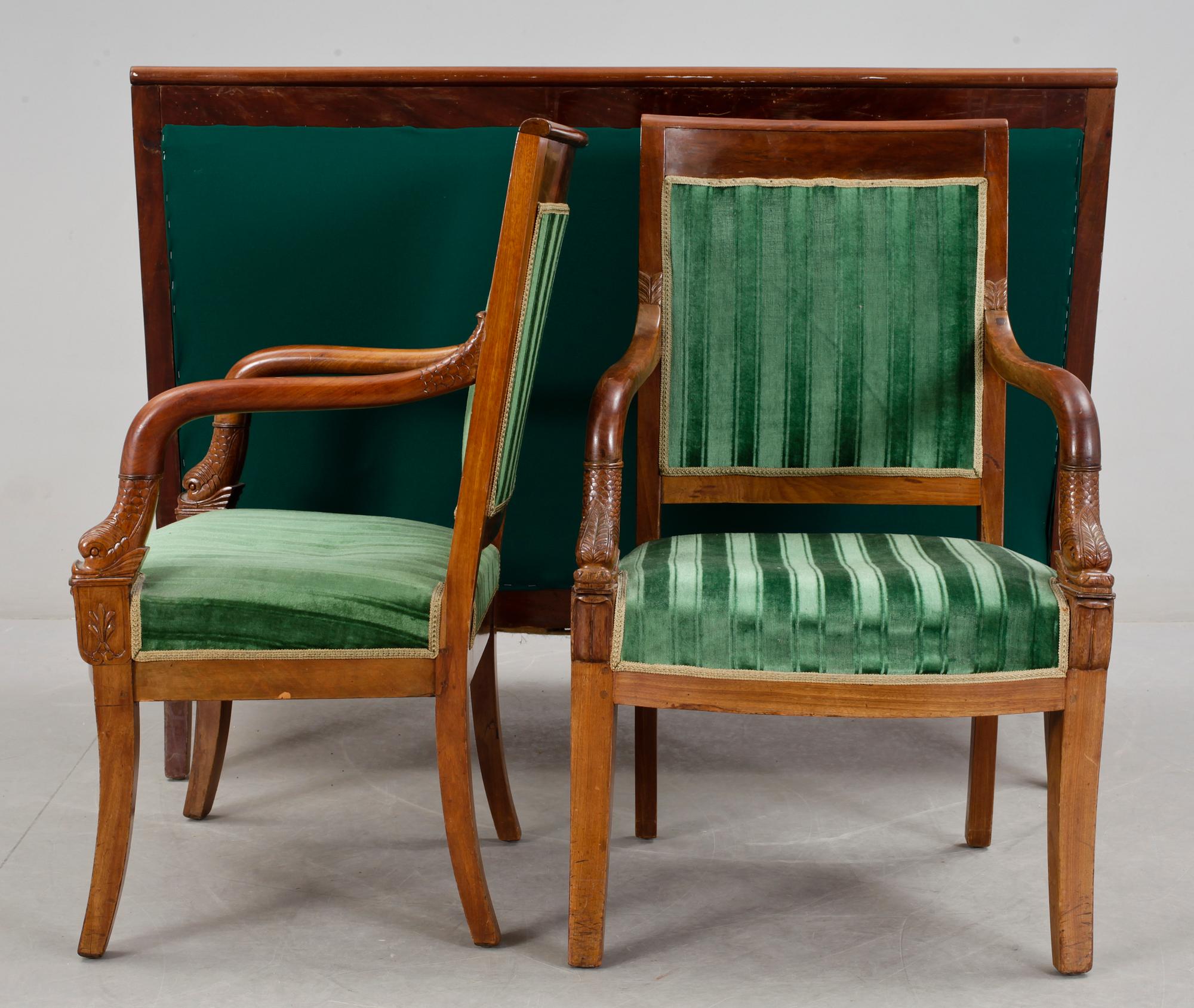 SALONGSGRUPP, 3 delar, empire, 1800-tal.