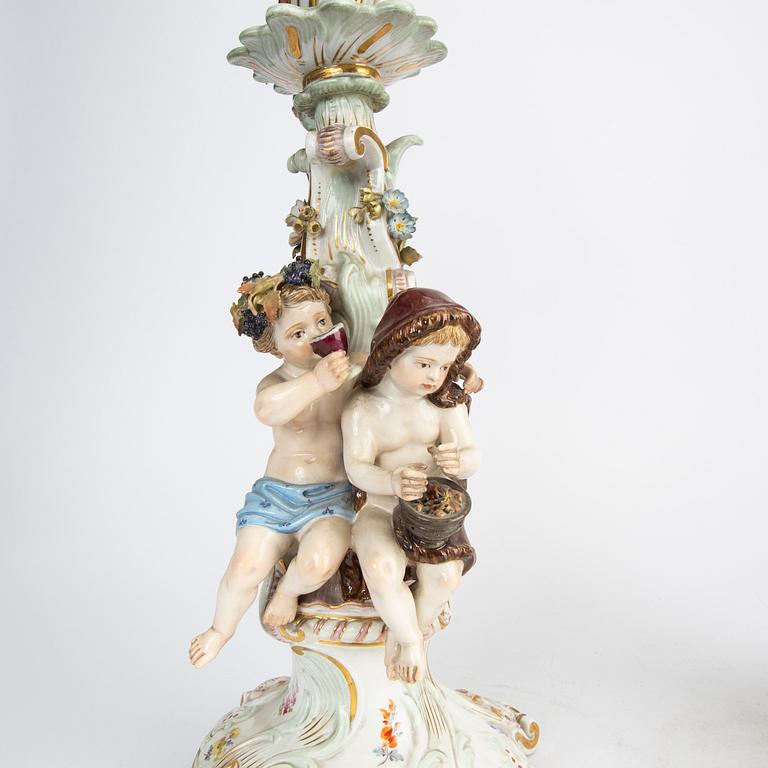 A pair of Meissen porcelain Candelabras early 1900s.