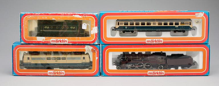 PARTI LOK, 4st,  Märklin H0, 3327. 3058, 3111 och 3028, 1900-talets andra hälft.