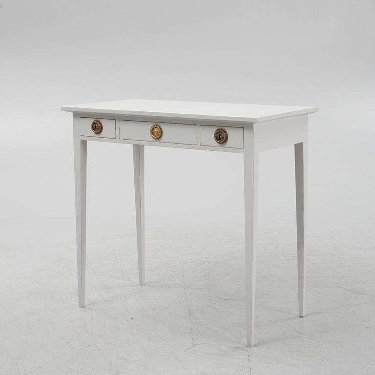 A painted side table with drawers, Gustavian style, 20th Century.