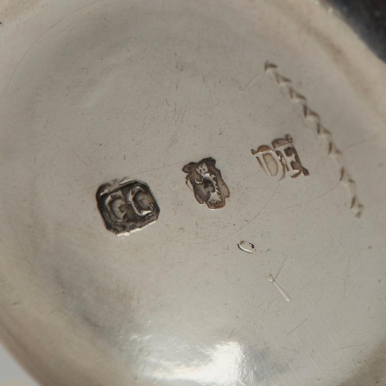 A pair of Swedish parcel-gilt silver cups, mark of Daniel Falck, Malmo (1685-1705). Reworked in the 19th century.