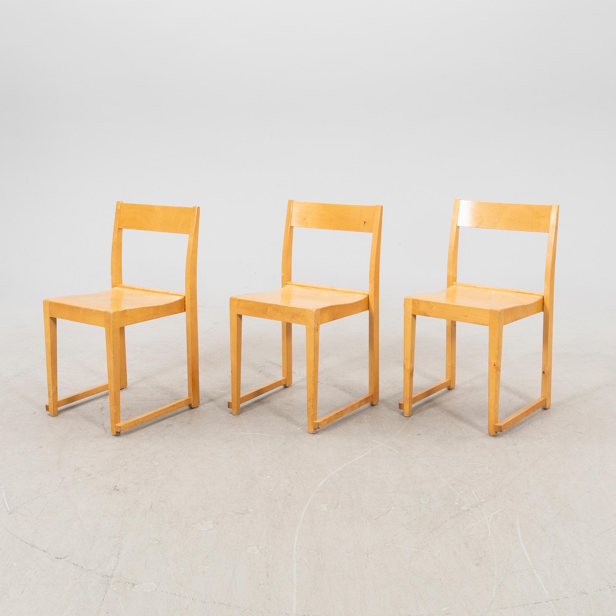 Sven Markelius, a set of stackable birch chairs.