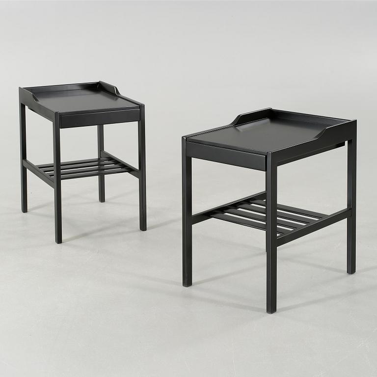 A paif of bedside tables by Bertil Fridhagen, from the latter half of the 20th century.