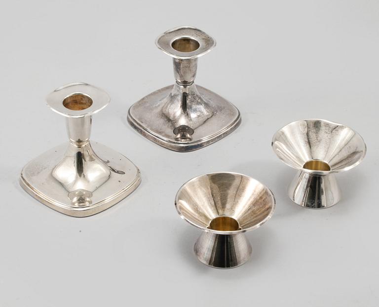 LJUSSTAKAR, 2 par, silver, Sverige, 1900-talets andra hälft.