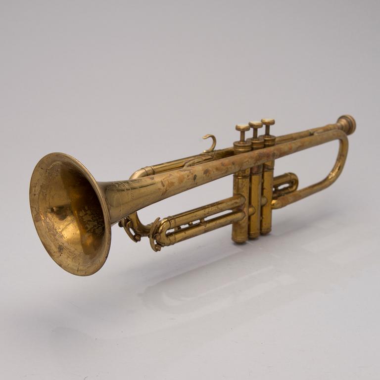 A mid-20th century Indiana Elkhart trumpet.