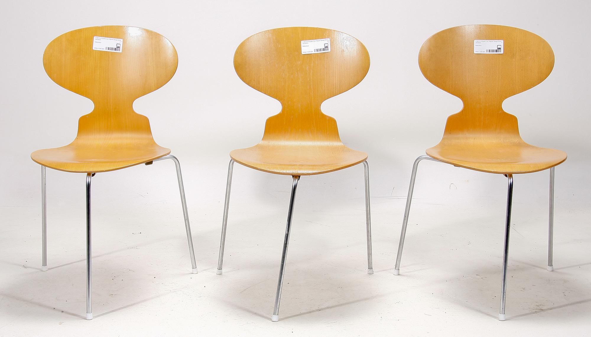 STOLAR, 3 st. "Myran" Design Arne Jacobsen.