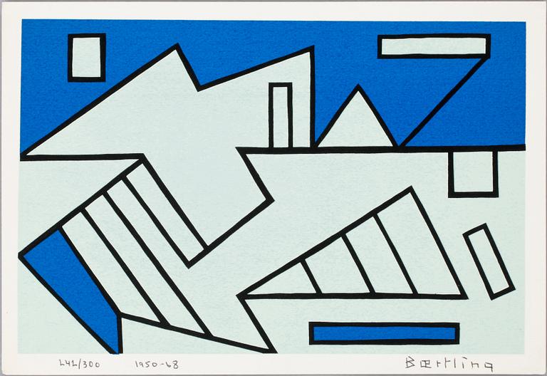 OLLE BAERTLING, färglitografi, sign, daterad, 1950-68,  numr, 242/300.