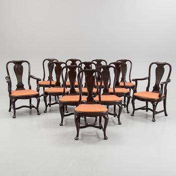 A late 20th century rokoko style dining room furniture.