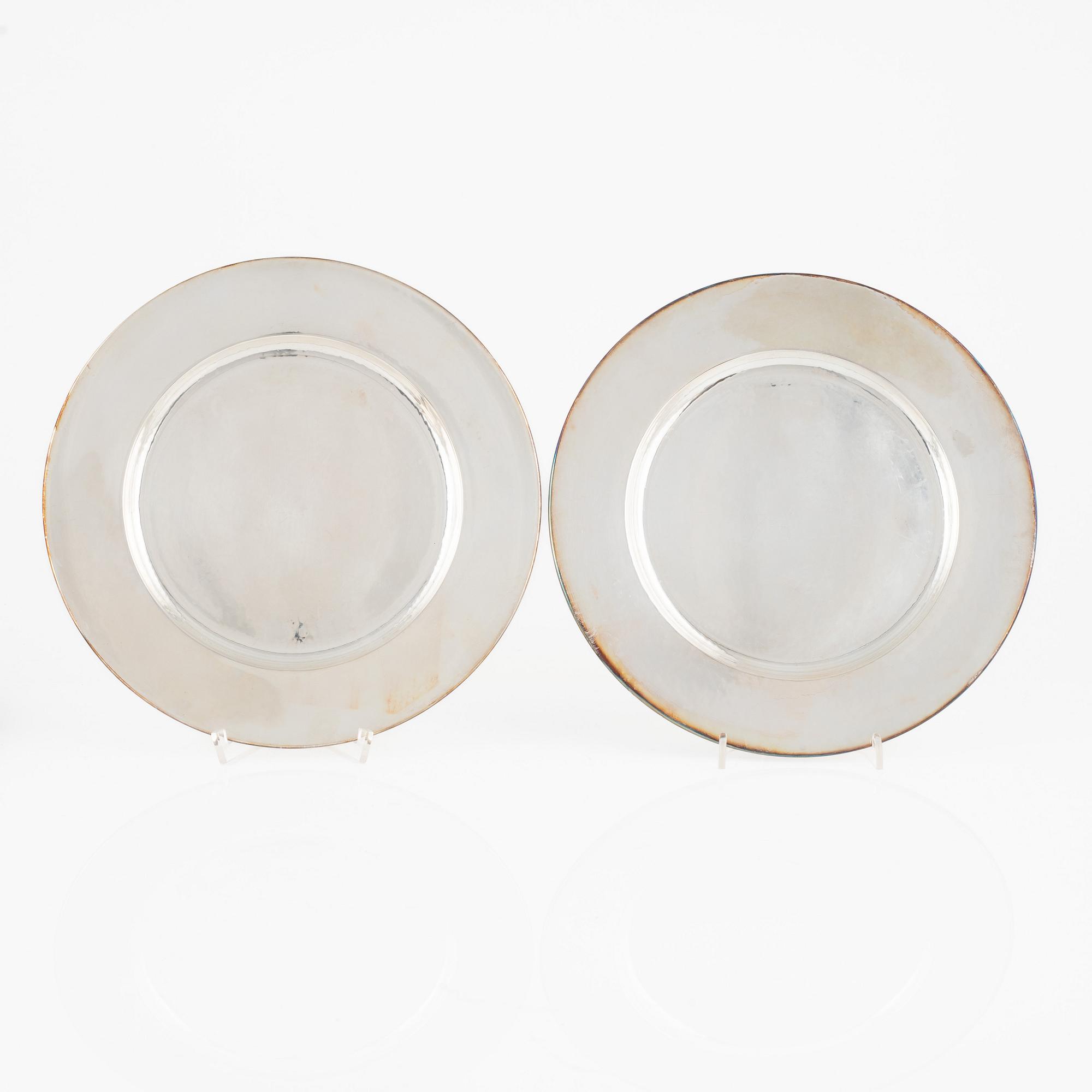 Tallrikar, silver, 12 st, GAB, Stockholm, 1928.