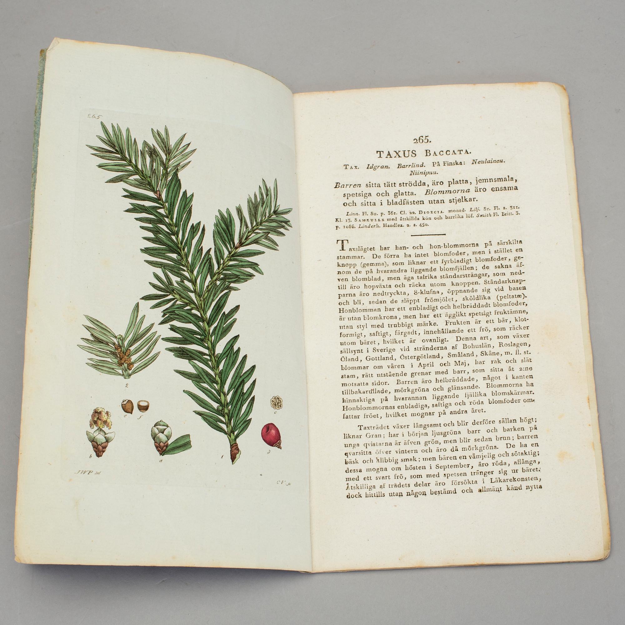 FLORA, 11 häften, "Svensk Botanik" av bla Johan Wilhelm Palmstruch, Stockholm 1805.