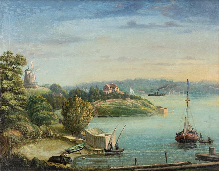 Okänd konstnär, 1800-tal. Utsikt mot Waldermasudde.