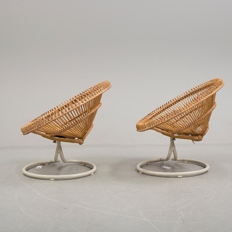 A pair of 'Rondo' rattan easy chairs from Göte-Möbler AB, 1960's.