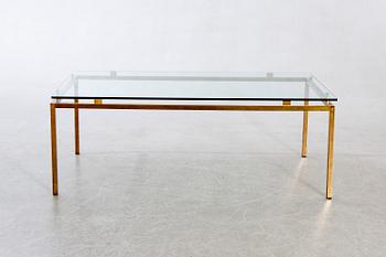 Coffee table, 1960s-70s, brass, glass.