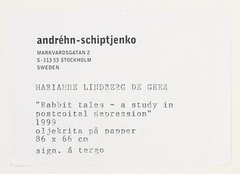 Marianne Lindberg De Geer, chalk on paper, 1999, signed verso.