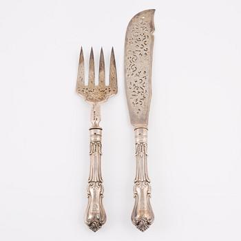 A silver cutlery set by George W Adams London 1861.