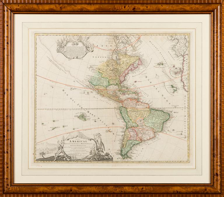 A MAP, Americae, I.B. Homan, ca 1750.