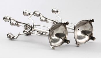 KANDELABRAR, 1 par, vitmetall, art nouveau stil, Achille Gamba.