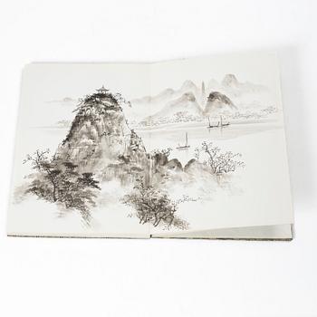 Album, med tuschmålningar, Kina, 1900-tal.