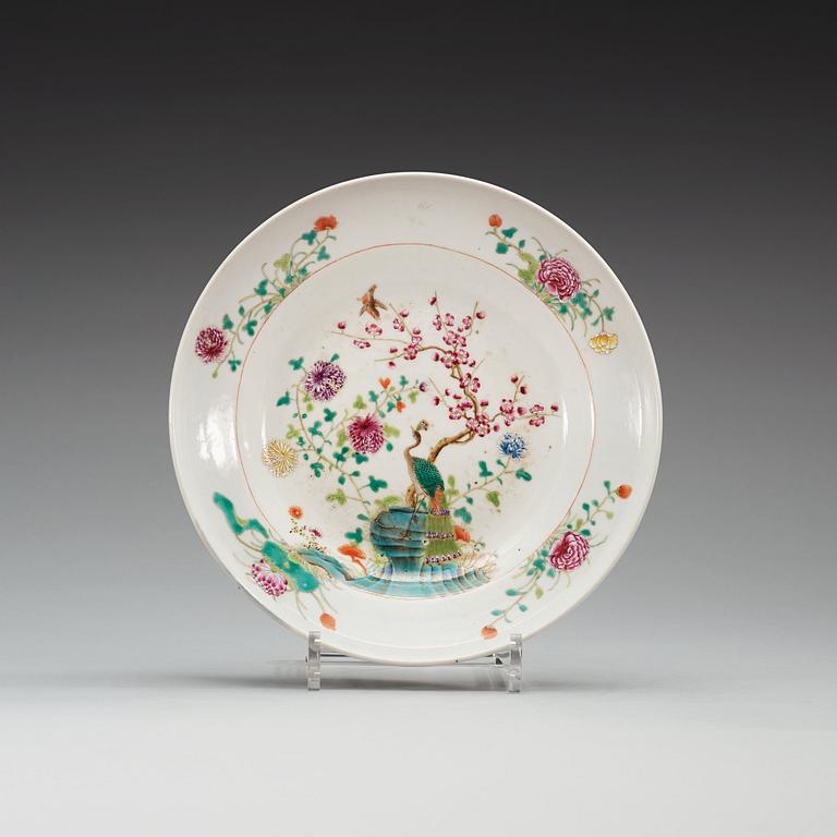 A famille rose dish, China, presumably Republic, 20th Century, with Guangxu six character mark.