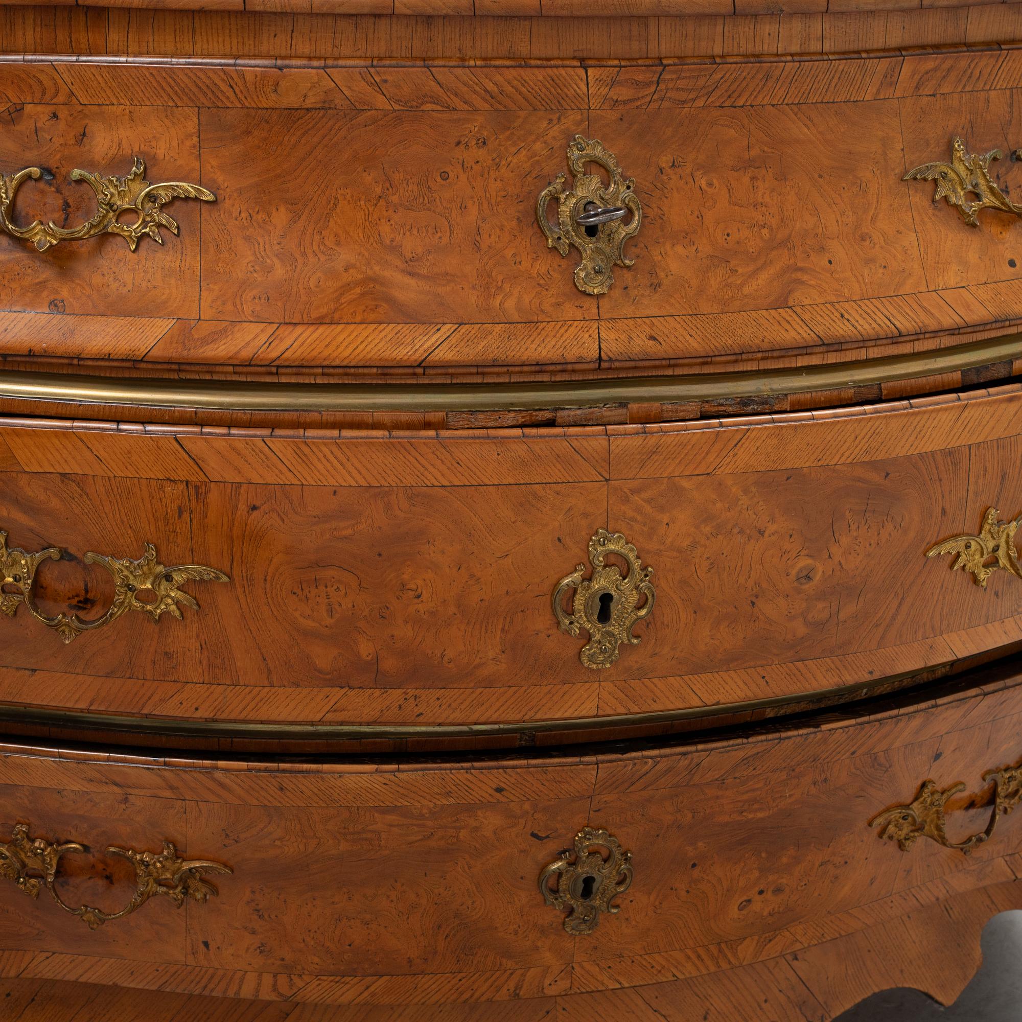 A Swedish rococo chest of drawers, mid 18th Century.