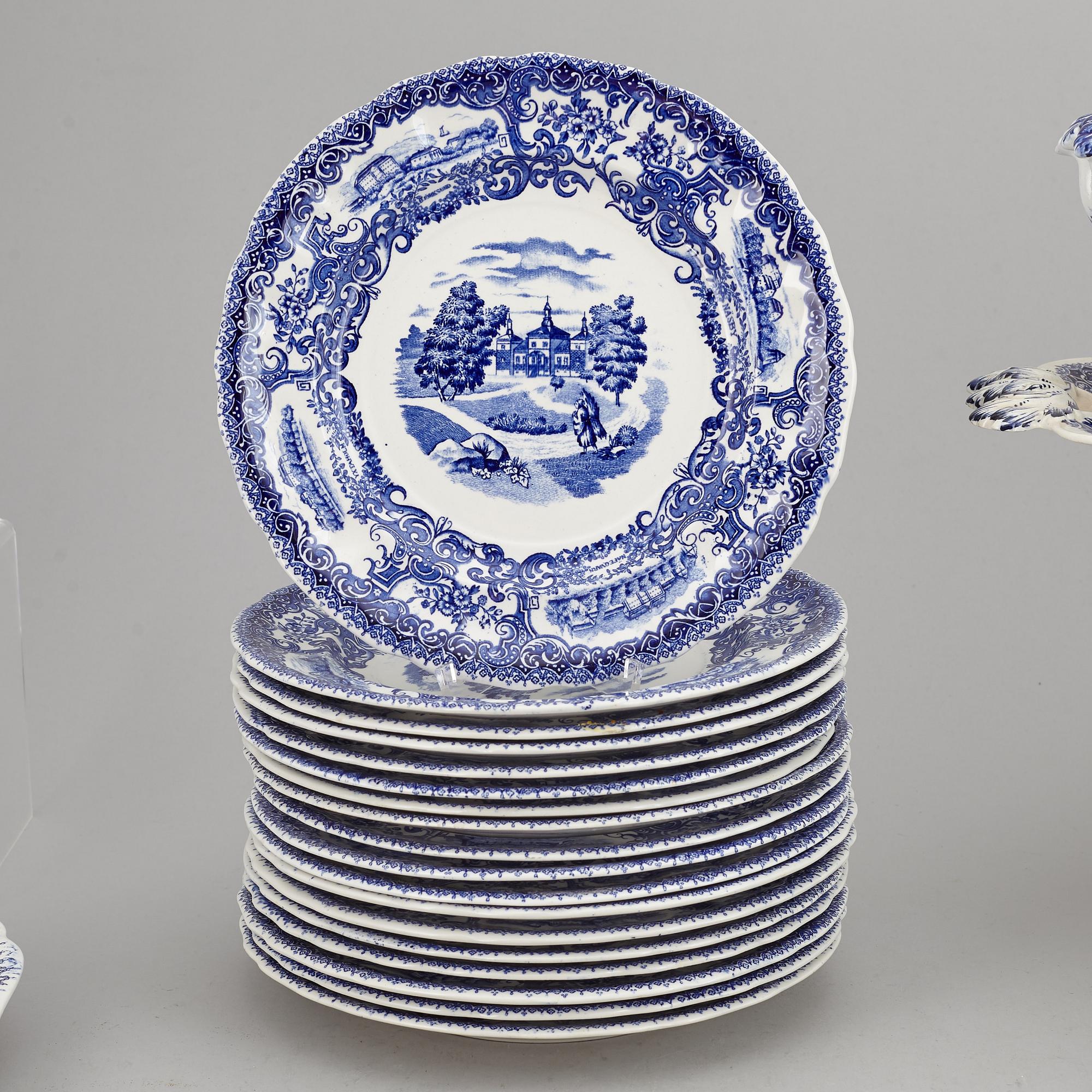 SERVIS, 91 delar, flintgods, "Svenska Slott", Rörstrand, 1900-tal.