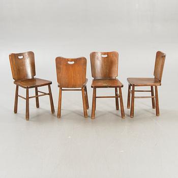 A five pcs pine 1950s dining set.