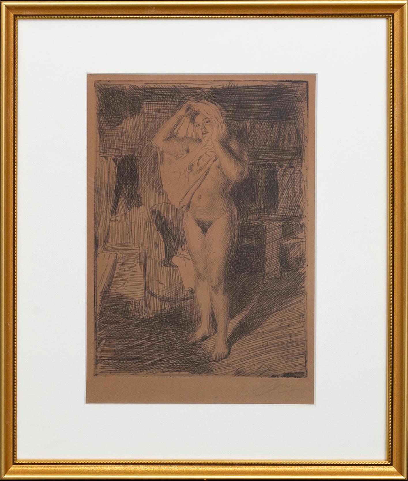 Anders Zorn, etsning, 1914, signerad.