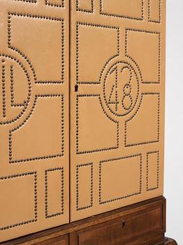 Otto Schulz, a Swedish Modern oak and faux leather bar cabinet, Boet, Gothenburg, 1948.