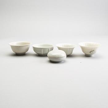 A group of white glazed ceramics, 17th Century.