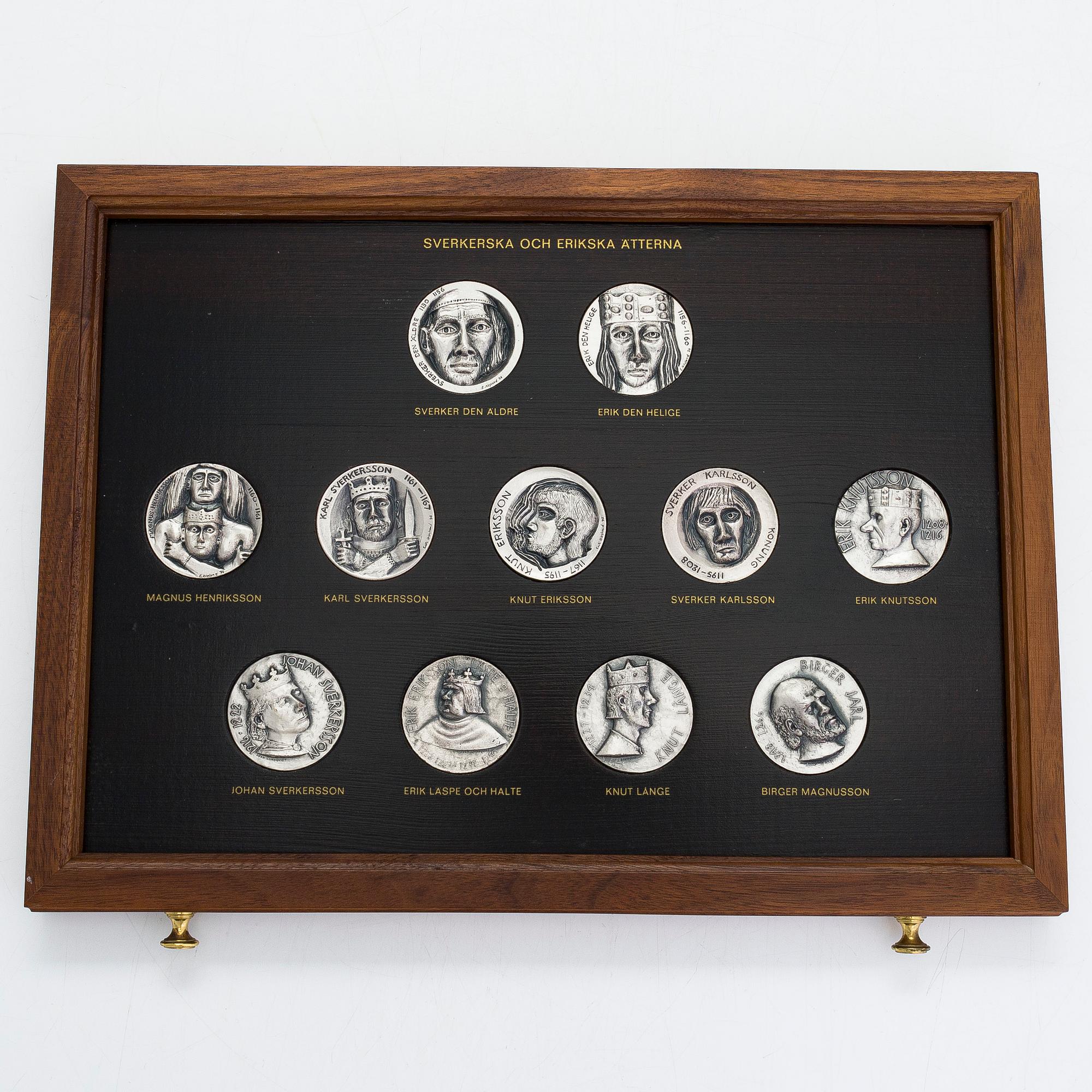 Medaljsamling, 60 st, sterlingsilver, "Sverige och dess regenter", Mynthuset, Sporrong, 1970-tal.