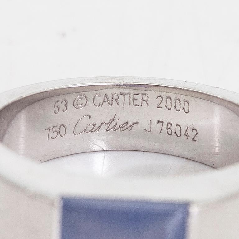 Cartier, "Tank" ring in 18K white gold and moonstone.