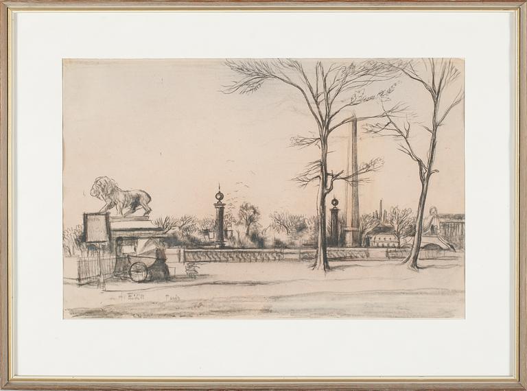 AXEL FRIDELL, kolteckning, signerad, 31 x 47 cm.