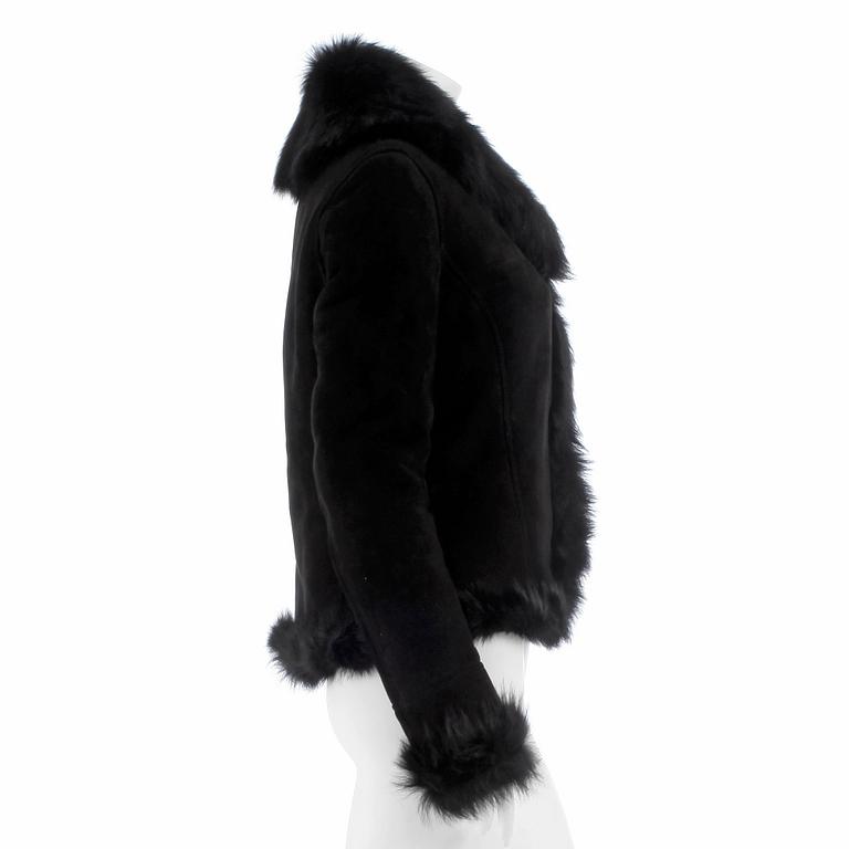 RALPH LAUREN, a black lamb shearling jacket, size 8.