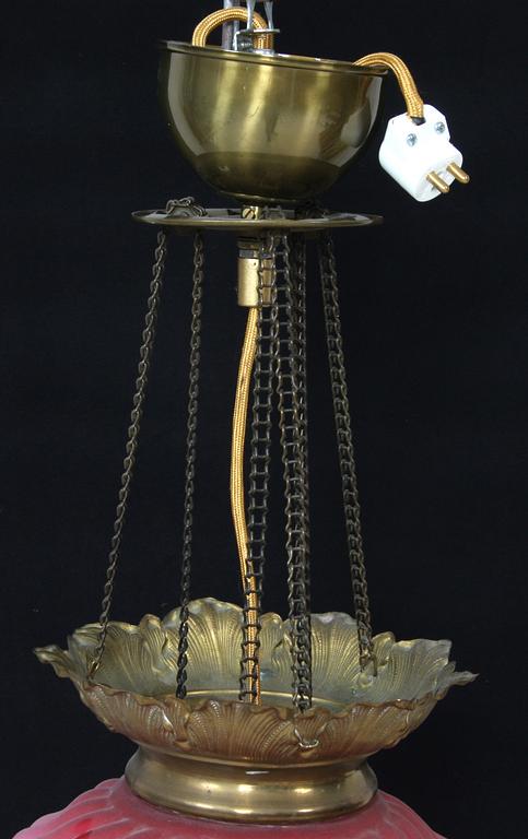 MÅNSKENSAMPEL, glas och gulmetall, 1900-tal. H 60.