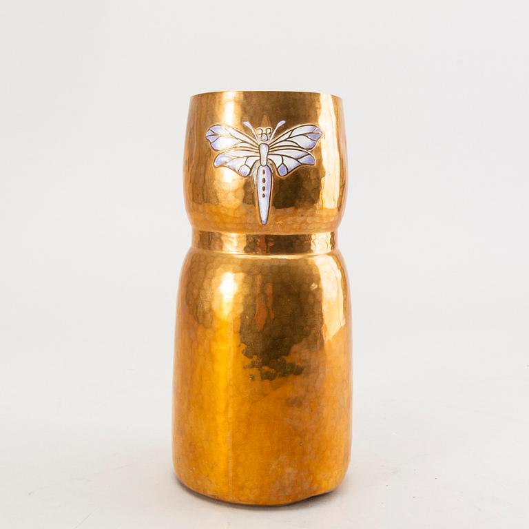 Würtembergische Metallwarenfabrik, a copper and enamel vase early 1900s.