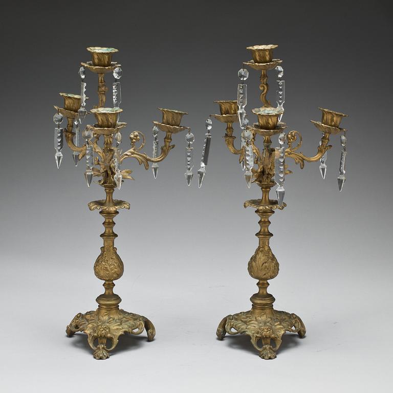 KANDELABRAR, ett par, nyrokoko, 1800-talets slut.