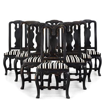 48. A matched set of eight Swedish Late baroque chairs.