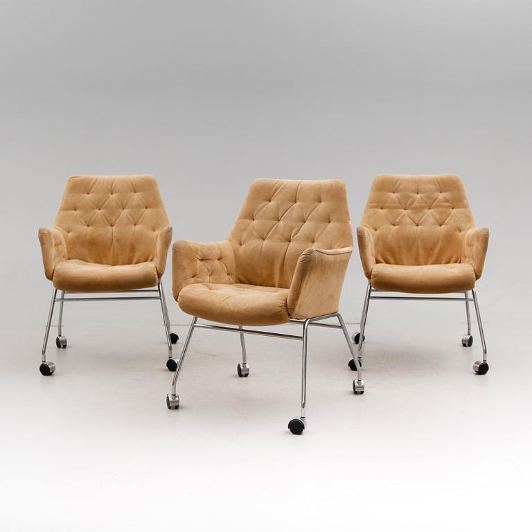 FÅTÖLJER, 3 st, DUX, " Mirja", Bruno Mathsson, 1900-talets andra hälft.