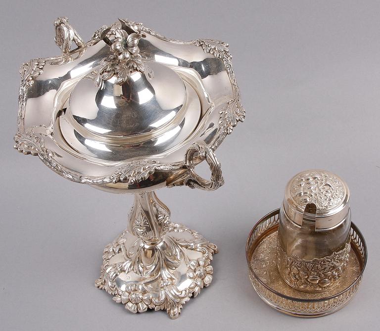 PARTI NYSILVER, 5 delar, bl a AG Dufva samt England, 1900-tal.