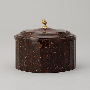 A Swedish Empire 19th century porphyry butter box.