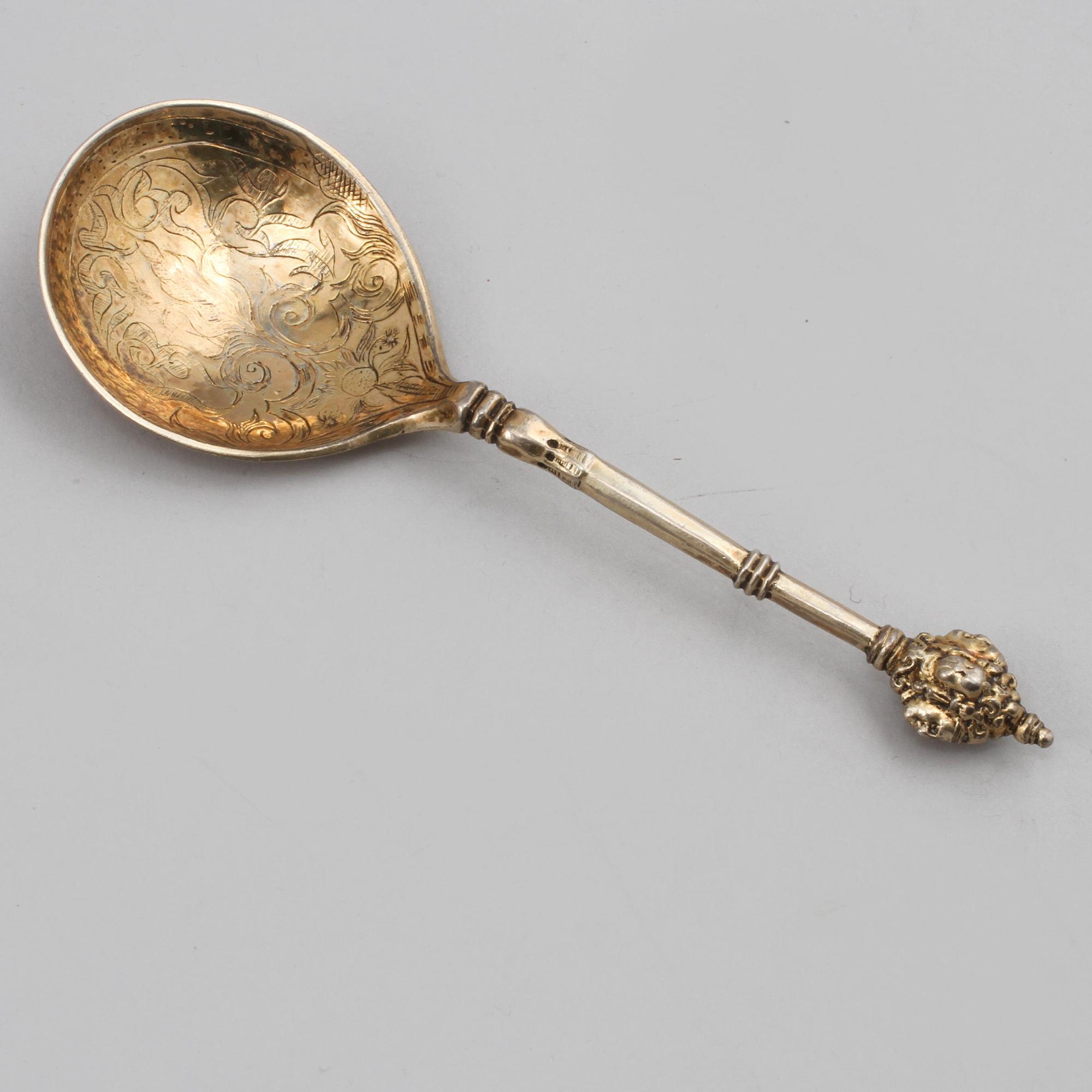 A Swedish 17th century silver-gilt spoon, possibly of  Erik Månsson Schmidt, (Stockholm 1675-1686).