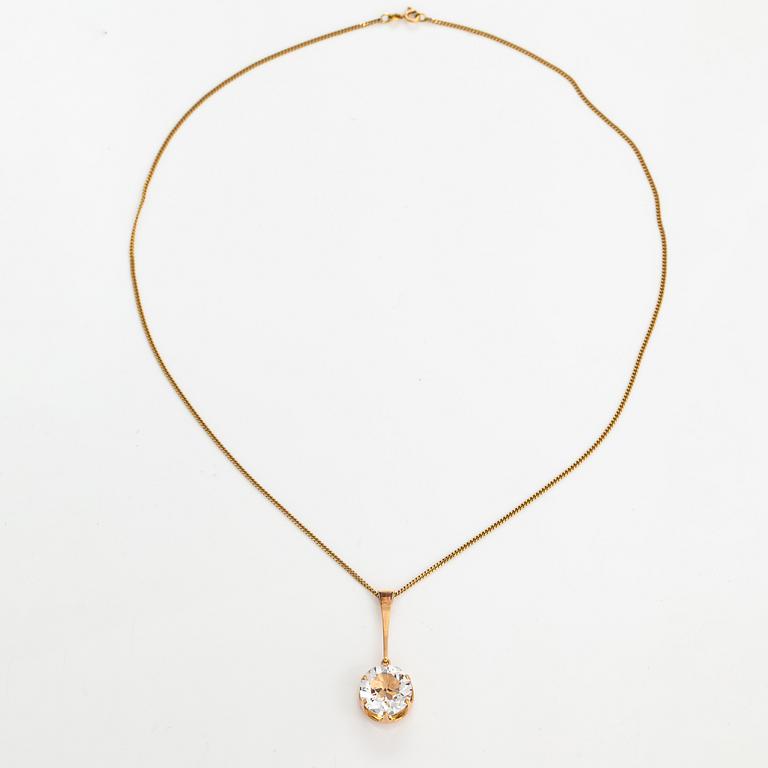 Elis Kauppi, A 14K gold necklace with a rock crystal. Kupittaan kulta, Turku 1966.