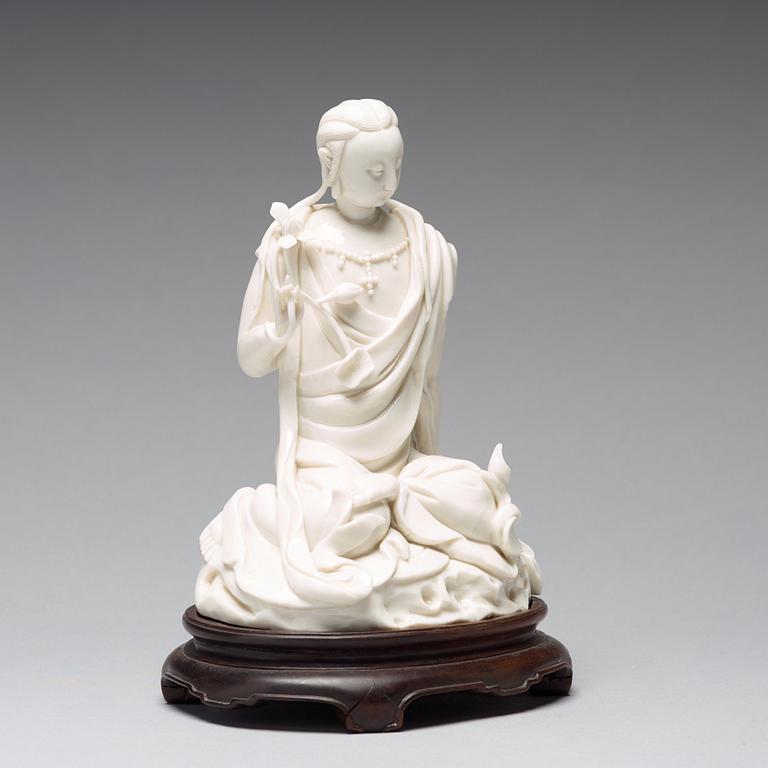 A blanc de chine figure of Guanyin, Qing dynasty.