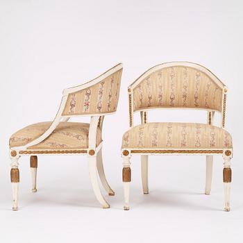 A pair of late-Gustavian open armchairs, Stockholm, late 18th century.