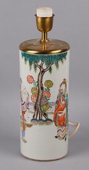 URNA/BORDSLAMPA, porslin, Kina, 1800-tal.