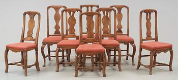 STOLAR, 8 st snarlika, senbarock, 1700-tal.
