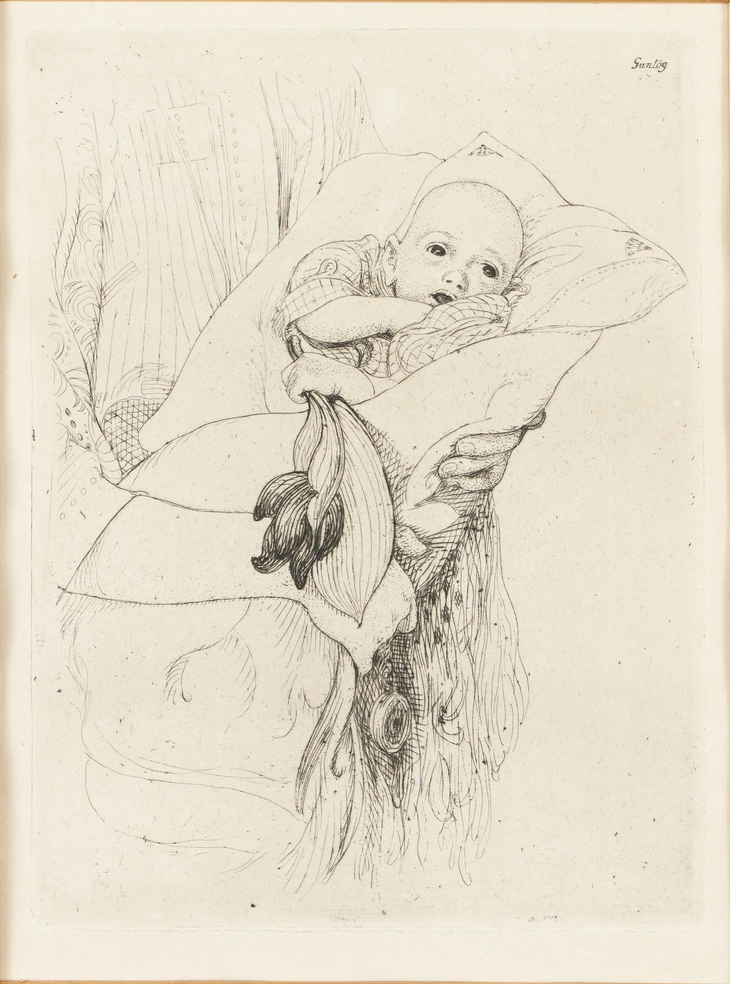 Carl Larsson, "Gunlög gratulerar morfar".