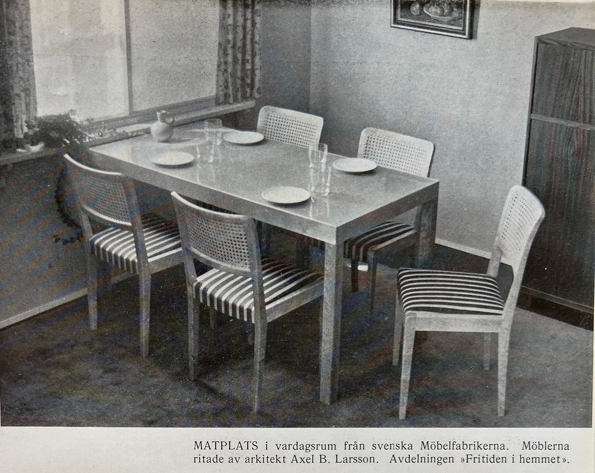 Axel Larsson, a rare set of eight chairs model "1030", Svenska Möbelfabrikerna, Bodafors, 1930s.
