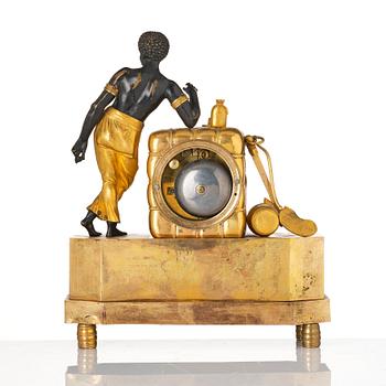 An Empire ormolu and patinated bronze 'Le Matelot'  mantel clock by P. Strengberg (active 1802-1831).